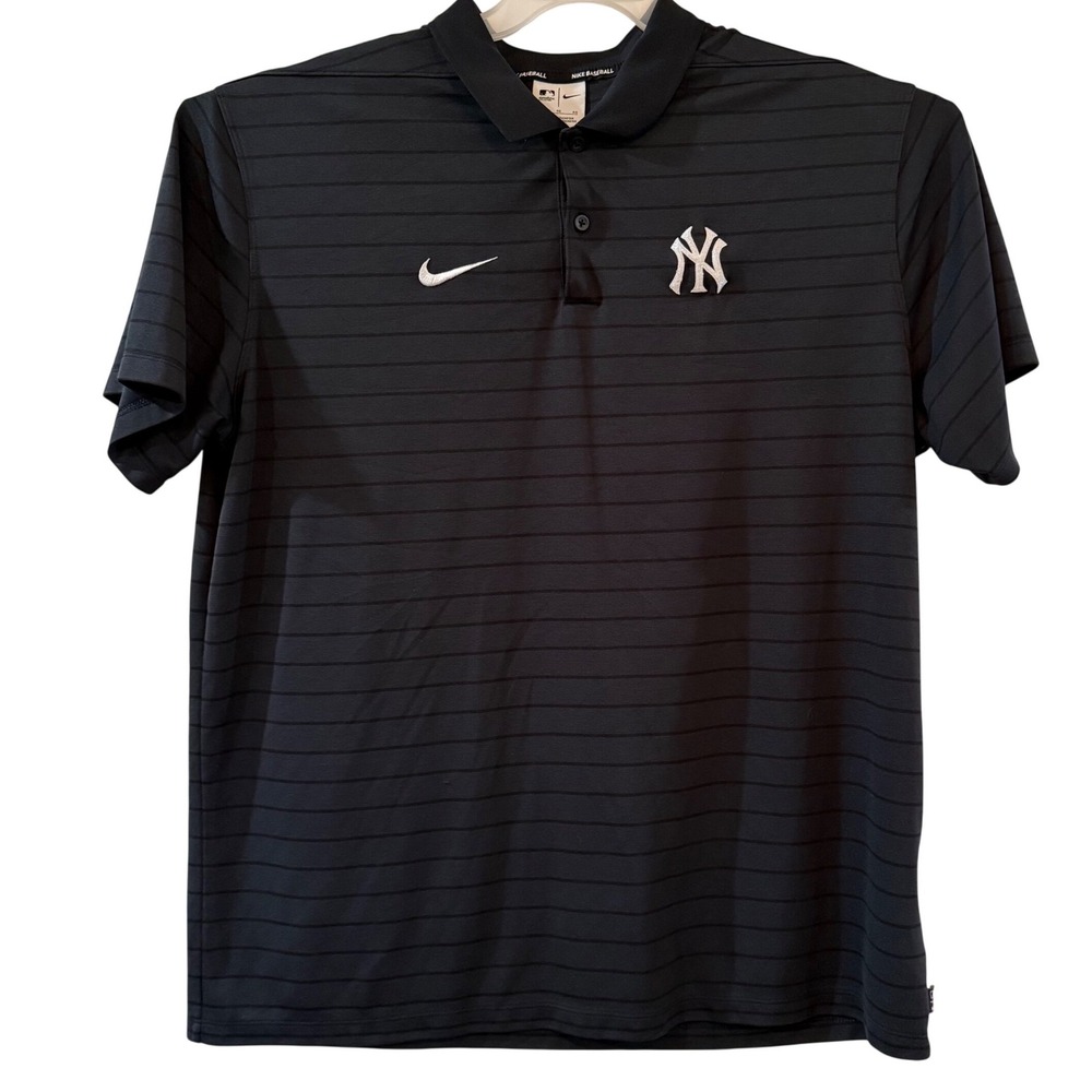 Nike Mens New York Yankees MLB Authentic Collection Striped Polo Shirt Black XL